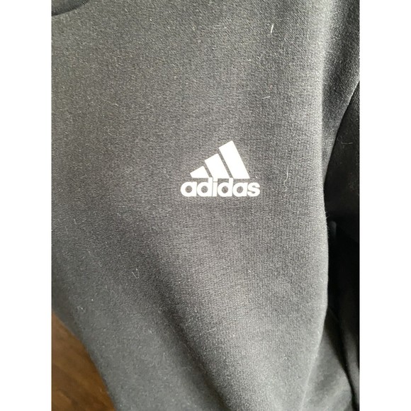 Adidas L sweatshirt mens size Large Lg black white Pullover Top Striped Sleeves - Picture 2 of 7